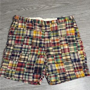 Polo Ralph Lauren Shorts Mens Sz 42 Waist Madras Plaid Patchwork 9” Inseam